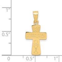 14K Yellow Gold Polished First Holy Communion Cross Pendant view 4