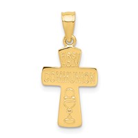 14K Yellow Gold Polished First Holy Communion Cross Pendant view 1