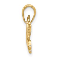 14K Yellow Gold Polished Dove Charm with Olive Branch view 2