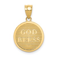14K Yellow Gold Reversible Cross and God Bless Disc Charm view 3