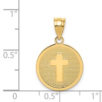 14K Yellow Gold Reversible Cross and God Bless Disc Charm view 4