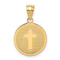 14K Yellow Gold Reversible Cross and God Bless Disc Charm view 1