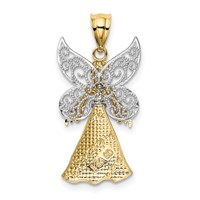 14KTwo-tone and White Rhodium Filigree Angel Pendant view 3
