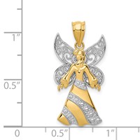 14KTwo-tone and White Rhodium Filigree Angel Pendant view 4