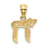 14K Yellow Gold Polished Chai Pendant view 3
