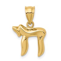 14K Yellow Gold Polished Chai Pendant view 1