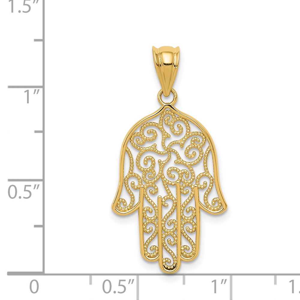 14k Filigree Hamsa Pendant (K5102)