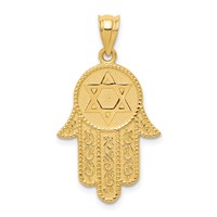 14K Yellow Gold Hamsa Charm with Star of David view 1