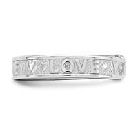 14K White Gold Polished Love and Hearts Toe Ring view 3
