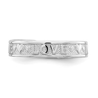 14K White Gold Polished Love and Hearts Toe Ring view 5
