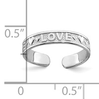 14K White Gold Polished Love and Hearts Toe Ring view 4