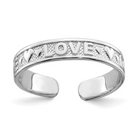 14K White Gold Polished Love and Hearts Toe Ring view 1