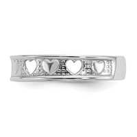 14K White Gold Polished Ring with Hearts Toe view 4