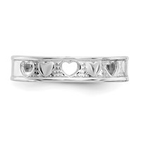 14K White Gold Polished Ring with Hearts Toe view 5
