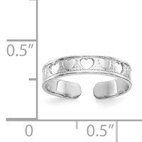 14K White Gold Polished Ring with Hearts Toe view 3
