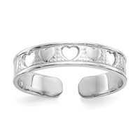 14K White Gold Polished Ring with Hearts Toe view 1