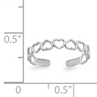 14K White Gold Open Hearts Toe Ring view 3