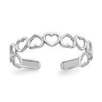 14K White Gold Open Hearts Toe Ring view 1