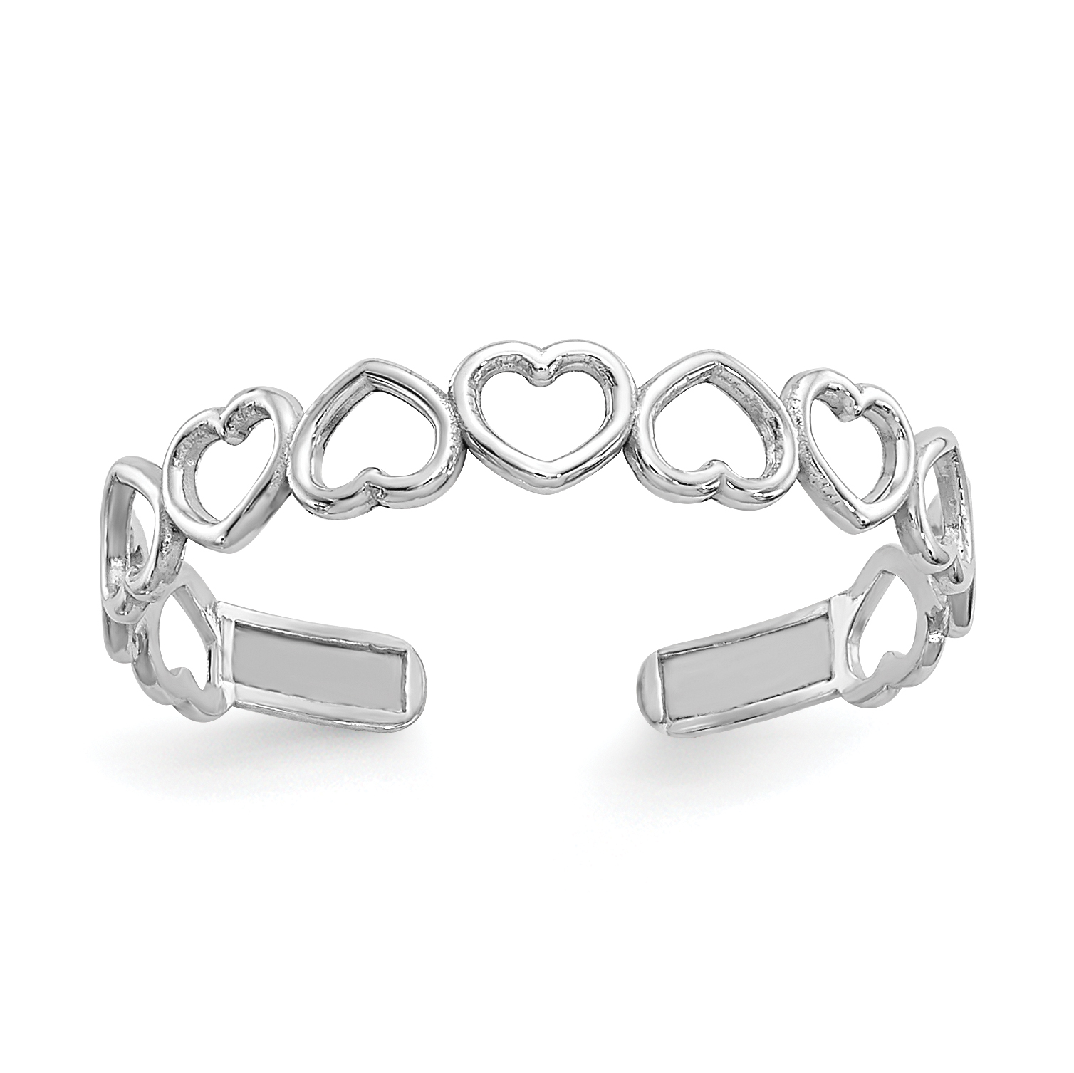 10k White Gold Polished Cut Out Hearts Toe Ring (10K5107)
