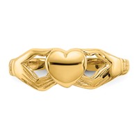 14K Yellow Gold Polished Claddagh Toe Ring view 5