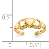 14K Yellow Gold Polished Claddagh Toe Ring view 3