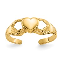 14K Yellow Gold Polished Claddagh Toe Ring view 1