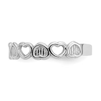 14K White Gold Polished Hearts Toe Ring view 4