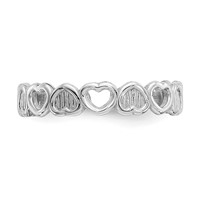 14K White Gold Polished Hearts Toe Ring view 5