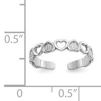 14K White Gold Polished Hearts Toe Ring view 3