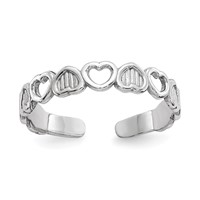 14K White Gold Polished Hearts Toe Ring view 1