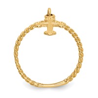 14K Yellow Gold Cross Dangle Twisted Band Ring view 2
