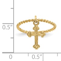 14K Yellow Gold Cross Dangle Twisted Band Ring view 3