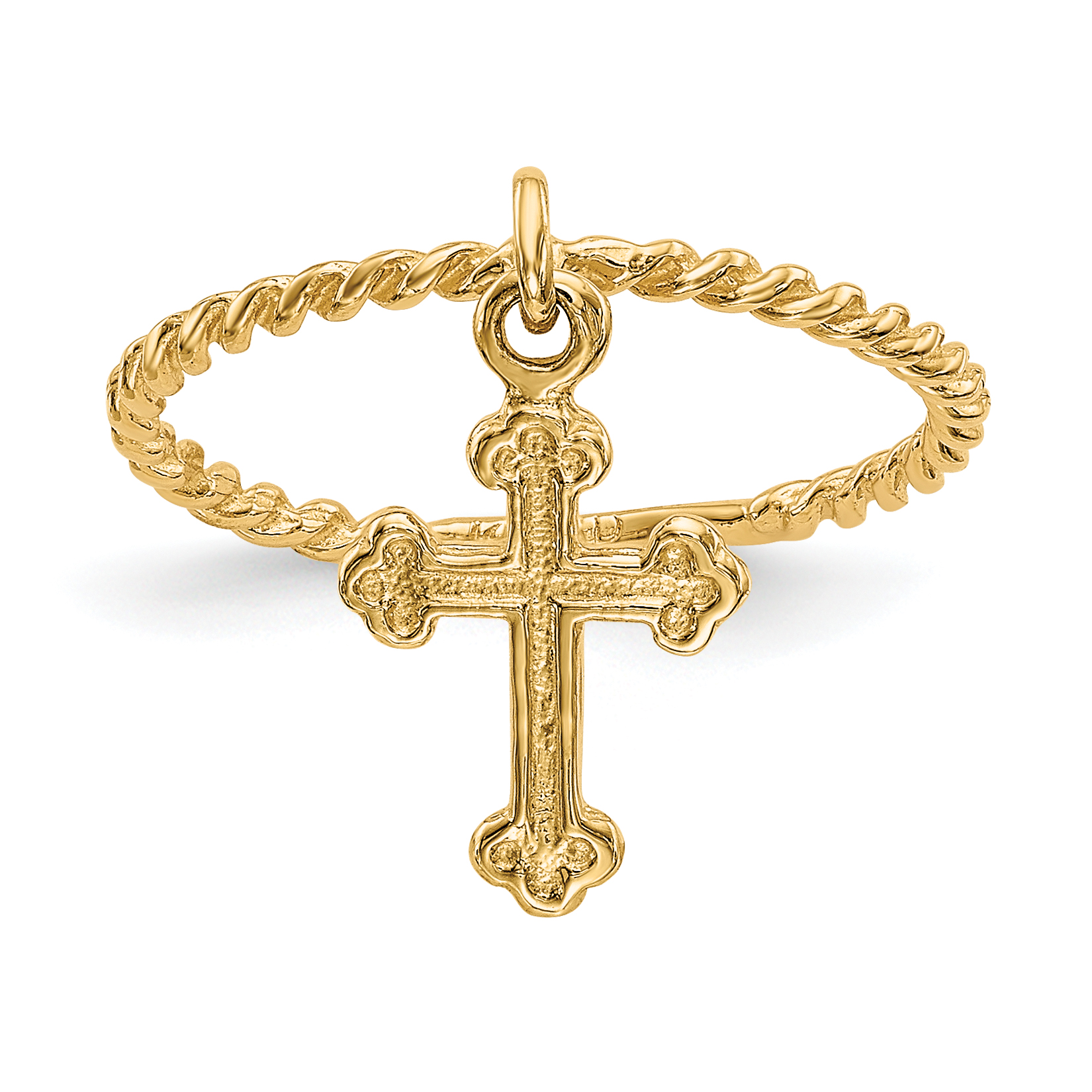 14k Cross Dangle Twisted Band Child's Ring (K5112)