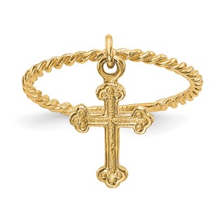 14k Cross Dangle Twisted Band Size 4 Baby / Childs Ring