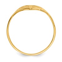 14K Yellow Gold Polished Heart Ring with Cross view 2