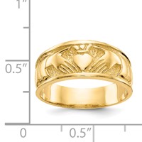 14K Yellow Gold Polished Claddagh Band view 3