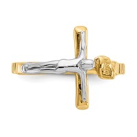 14K Two-tone Polished Inri Crucifix Ring view 5