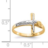 14K Two-tone Polished Inri Crucifix Ring view 3