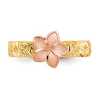14K Two-tone Plumeria Ring view 5