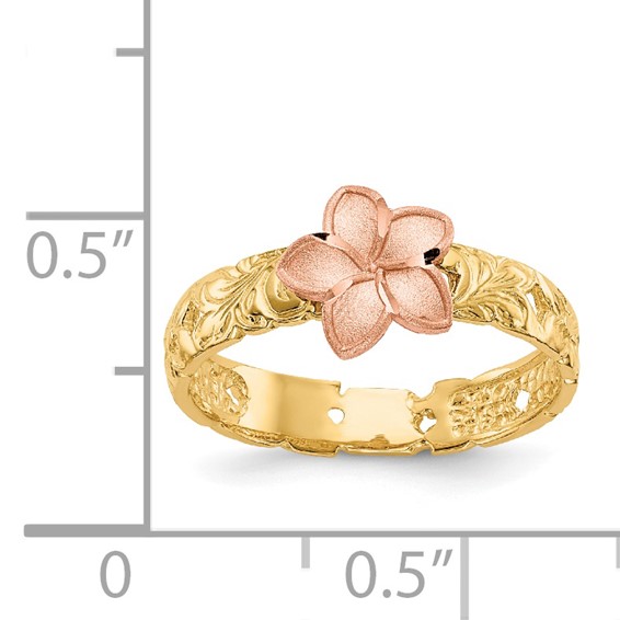 14K Two-tone Plumeria Size 3 Baby / Childs Ring