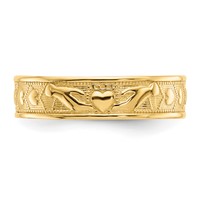 14K Yellow Gold Polished Claddagh Band view 5