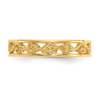 14K Yellow Gold Polished and Textured Scroll Filigree Band view 4