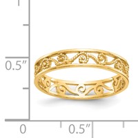 14K Yellow Gold Polished and Textured Scroll Filigree Band view 3