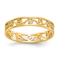 14K Yellow Gold Polished and Textured Scroll Filigree Band view 1