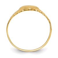 14K Yellow Gold Polished 6.0x 6.0mm Closed Back Heart Signet Ring view 2