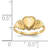14K Yellow Gold Polished 6.0x 6.0mm Closed Back Heart Signet Ring view 3