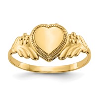 14K Yellow Gold Polished 6.0x 6.0mm Closed Back Heart Signet Ring view 1