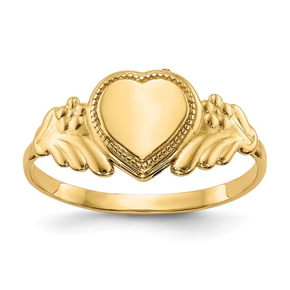 Gold Polished Children's Heart Rings