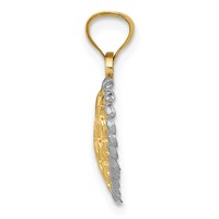 14K and White Rhodium Polished Diamond-cut Heart Pendant view 2