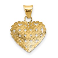 14K and White Rhodium Polished Diamond-cut Heart Pendant view 3